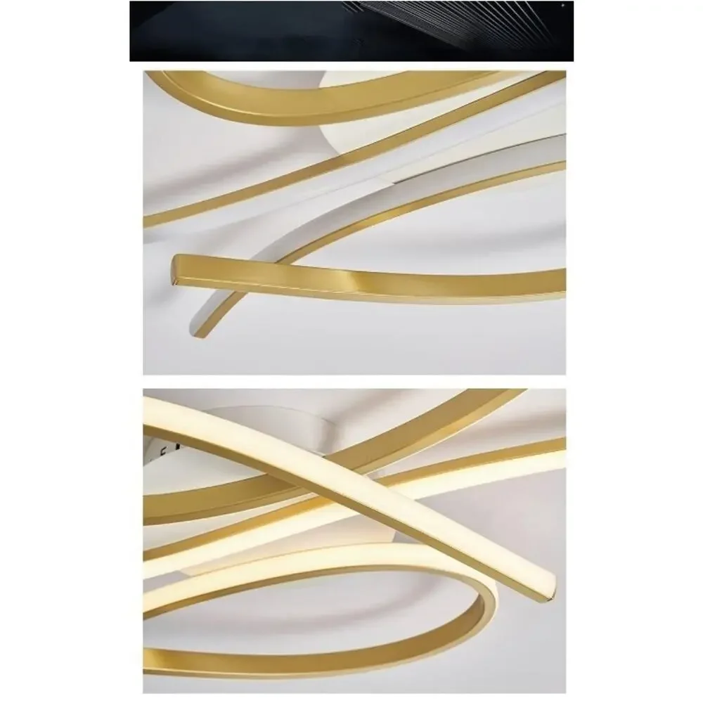 Minimalism Modern LED Ceiling Light – Gold Finish – Curved Design – Living Room